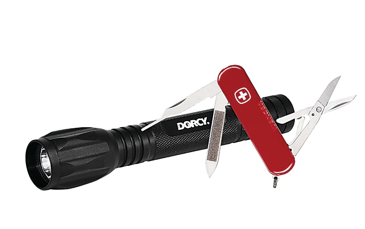 Wenger® Swiss Army Knife Specialty Air Traveler And LED Flashlight Combo Set, Red