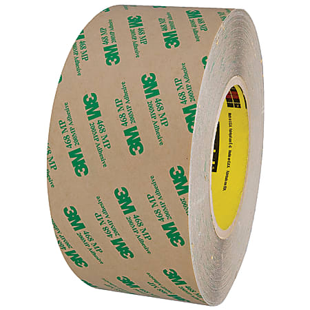 3M™ 468MP Adhesive Transfer Tape, 3" Core, 3" x 60 Yd., Clear, Case Of 12