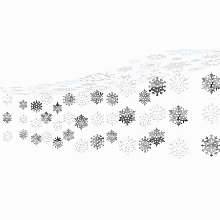 Amscan Christmas Snow Flurry Ceiling Decorations, 120" x 12", Silver, 1 Decoration Per Pack, Case Of 2 Packs