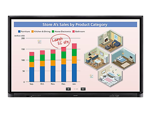 Sharp PN-CE701H - 70" Diagonal Class (69.5" viewable) - Aquos Board LED-backlit LCD display - interactive - with touchscreen - 4K UHD (2160p) 3840 x 2160 - HDR - direct-lit LED