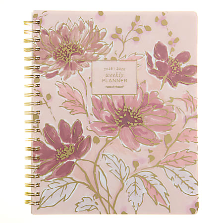 2025-2026 Russell &amp; Hazel Weekly Planner, 9-1/8" x 11-1/4", Blush Floral, July 2025 To June 2026, 103346