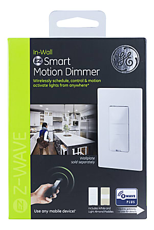 GE Z-Wave Plus In-Wall Motion-Sensing Dimmer, White, 26933