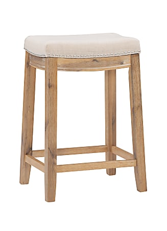 Linon Walker Backless Fabric Counter Stool, Rustic Brown/Natural