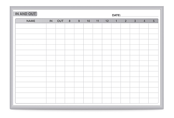 Ghent Manufacturing In/Out Magnetic Dry-Erase Whiteboard, 24" x 36", Aluminum Frame With Silver Finish