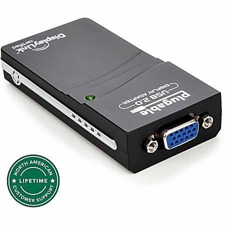 Plugable USB 2.0 to VGA Video Graphics Adapter for Multiple Monitors up to 1920x1080 - Supports Windows 11,10, 8.1, 7, XP, and Mac