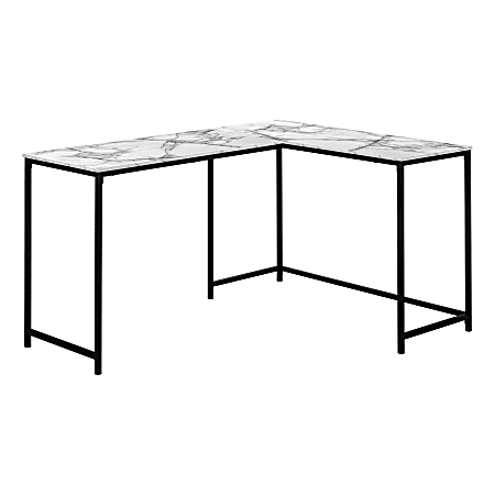 Monarch Specialties Barry 59"W L-Shaped Corner Desk, White Marble