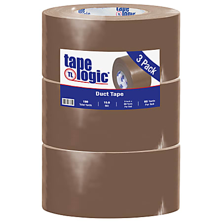 Tape Logic® Color Duct Tape, 3" Core, 3" x 180', Brown, Case Of 3