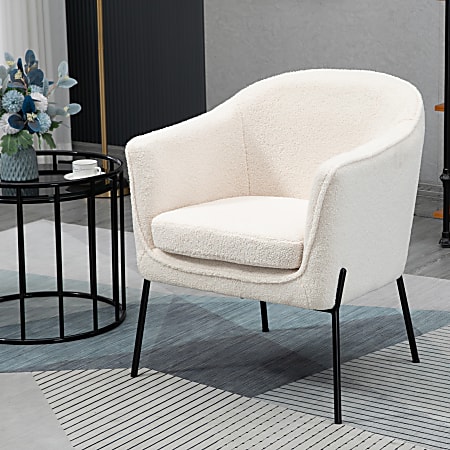 Glamour Home Ayame Boucle Fabric Accent Chair, White/Black