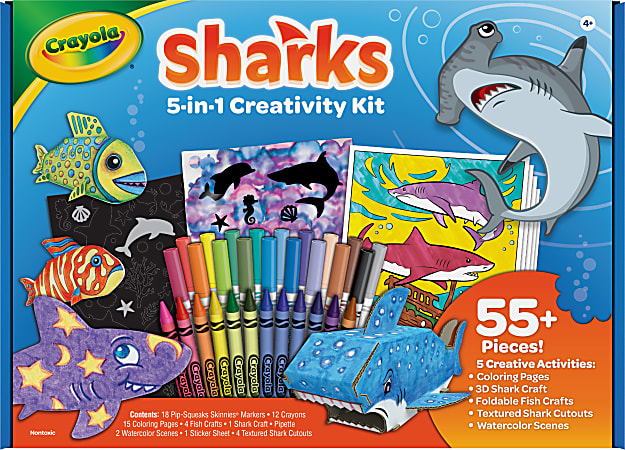 Crayola Shark 5-in-1 Art Kit, Shark Toys Alternative - 040760