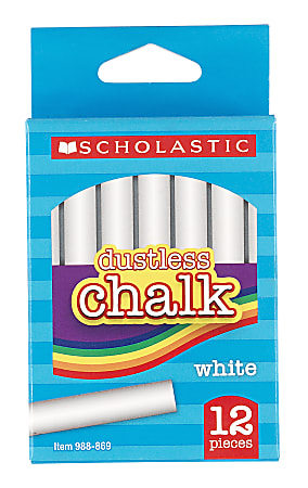 School Smart Dustless Chalkboard Chalk - Pack of 12 - White - 084832