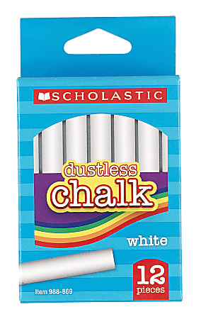 Scholastic® Dustless Chalk, White, Pack Of 12 Sticks