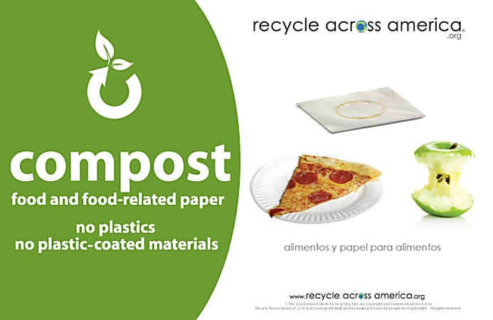 Recycle Across America Compost Standardized Labels, COMP-5585, 5 1/2" x 8 1/2", Green
