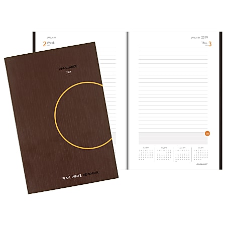 AT-A-GLANCE® Plan. Write. Remember.® Daily Planning Notebook, 6" x 9", Gray, January to December 2019