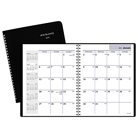 AT-A-GLANCE® DayMinder® Monthly Planner, 6-7/8" x 8-3/4", Black, January to December 2019