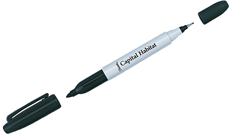 Sharpie Twin Tip Permanent Marker with Bold Fine and Precise Ultra Fine Tips, Gray Customizable Barrel, Assorted Ink Colors