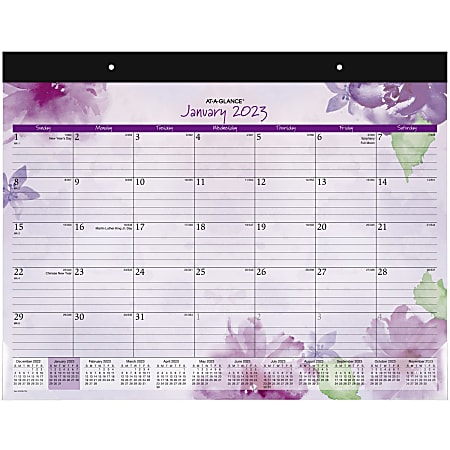 AT-A-GLANCE Beautiful Day 2023 RY Monthly Desk Pad Calendar, Standard, 21 3/4" x 17"