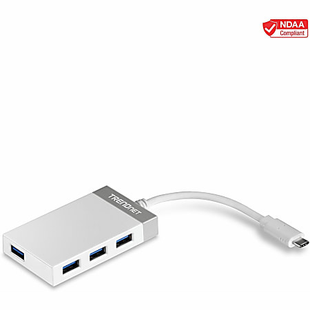 TRENDnet 4-Port USB 3.0 Compact Mini Hub with Built in USB 3.0 Cable, Plug & Play