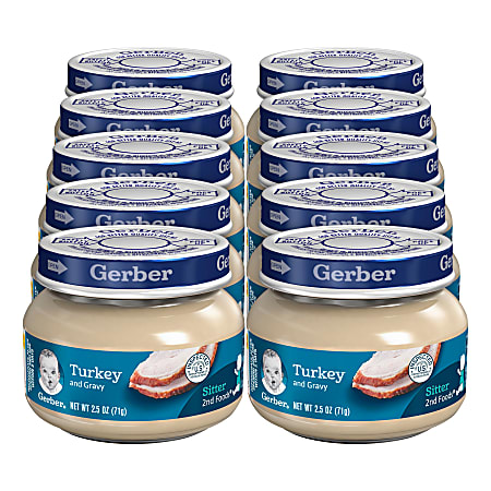 Gerber Sitter 2nd Foods Jars Turkey Gravy 2.5 Oz Pack Of 10 Jars