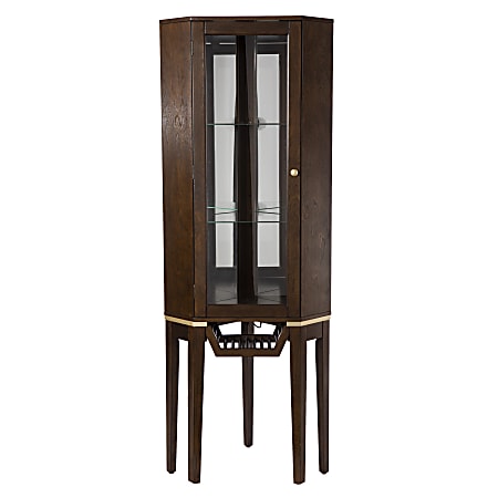 Southern Enterprises Kennbeck 26"W Corner Bar Cabinet, Dark Brown