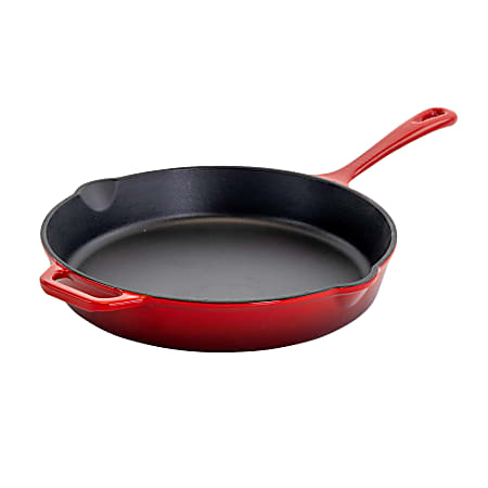 MegaChef Cast Iron Skillet, 12", Red