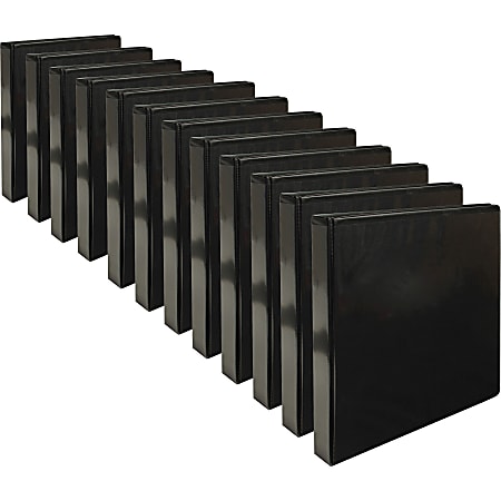 Business Source Round Ring View Binder, 1" Rings, Black