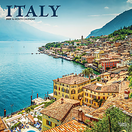 2025 BrownTrout Travel And Scenic Monthly Plastic-Free Square Wall Calendar, 12" x 12", Italy, January 2025 To December 2025