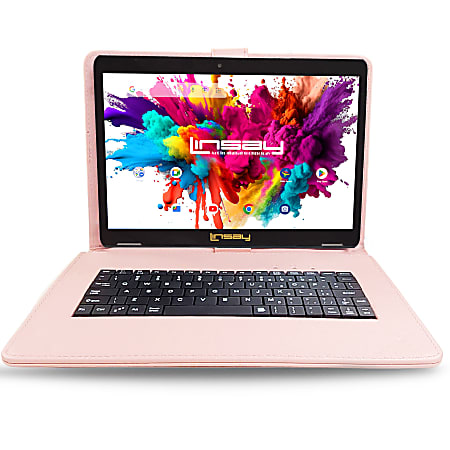 Linsay Octa Core Tablet, 10.1”, 4GB Memory, 128GB Storage, Android 13, With Pink Style Keyboard