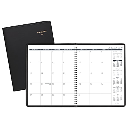 AT-A-GLANCE® 15-Month Monthly Planner, 8-7/8" x 11", Black, January 2019 to March 2020
