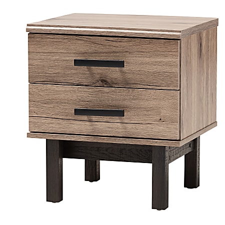 Baxton Studio Contemporary End Table, 20-15/16"H x 18-1/2"W x 15-3/4"D, Black/Oak