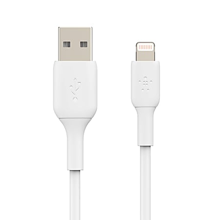 Belkin BoostCharge Lightning-To-USB-A PVC Cable, 9.8ft/3M, White