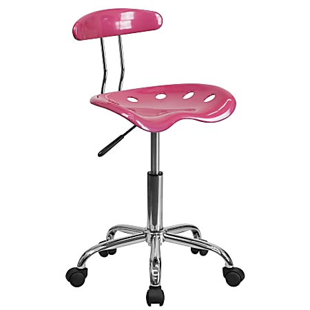Flash Furniture Vibrant Low-Back Task Chair With Tractor Seat, Pink/Chrome
