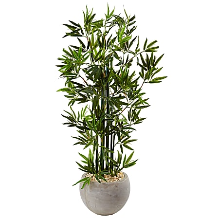 Nearly Natural Bamboo 48”H Artificial Tree With Bowl Planter, 48”H x 29”W x 29”D, Green