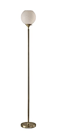 Adesso Swirl Torchiere, Antique Brass with White Swirl Glosted Shade