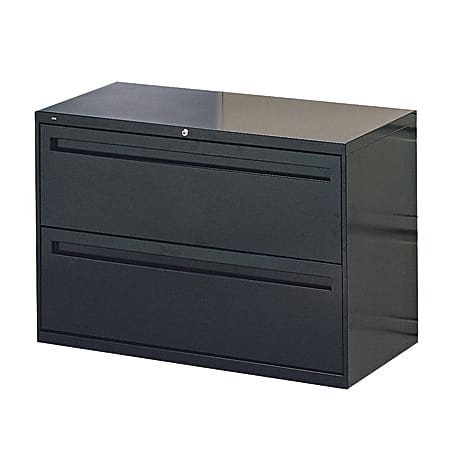 HON® Brigade® 700 42"W Lateral 2-Drawer File Cabinet, Metal, Black