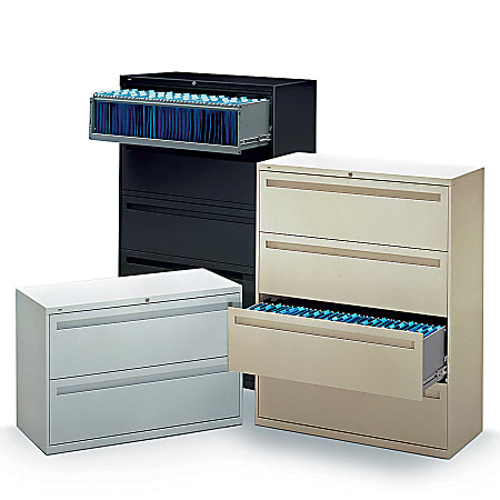 HON® Brigade® 700 42"W Lateral 2-Drawer File Cabinet, Metal, Light Gray