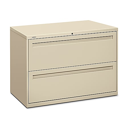 HON® Brigade® 700 42"W Lateral 2-Drawer File Cabinet, Metal, Putty