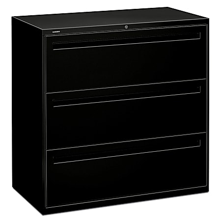 HON® Brigade® 700 20"D Lateral 3-Drawer File Cabinet, Black