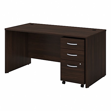 Bush Business Furniture Studio C 60"W Office Computer Desk With Mobile File Cabinet, Black Walnut, Standard Delivery