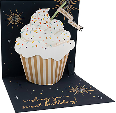 Up With Paper Summer Pop-Up Greeting Card With Envelope, 5-1/4" x 5-1/4", Vanilla Cupcake