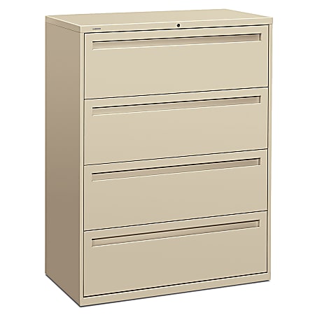 HON® Brigade® 700 42"W Lateral 4-Drawer File Cabinet, Metal, Putty