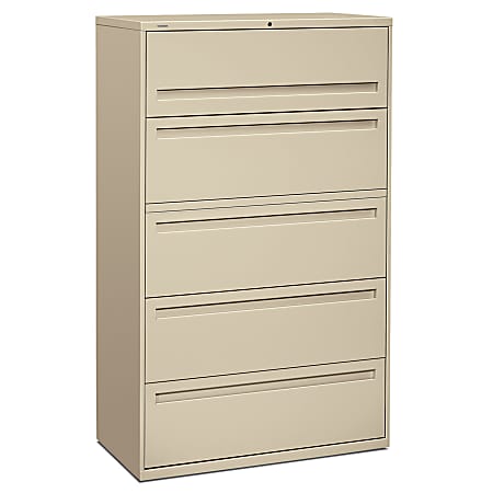HON® Brigade® 700 42"W x 19-1/4"D Lateral 5-Drawer File Cabinet, Putty
