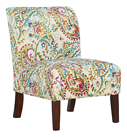 Linon Athens Curved Back Slipper Chair, Indira Calypso/Dark Walnut