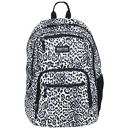 Kenneth Cole Reaction Polyester Double Gusset Computer Backpack With 15.6" Laptop Pocket, White Leopard