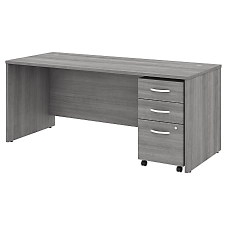 Bush Business Furniture Studio C Office 72"W Computer Desk With Mobile File Cabinet, Platinum Gray, Standard Delivery