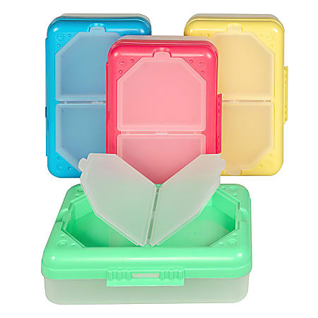 C Line 3 Compartment Storage Boxes Small Size Assorted Colors Pack Of 3 -  Office Depot