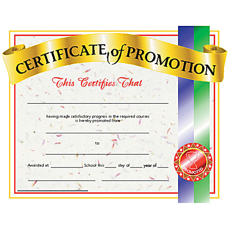 Hayes Certificates Of Promotion, 8 1/2" x 11", Multicolor, 30 Certificates Per Pack, Bundle Of 6 Packs