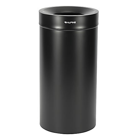 Alpine Industries Stainless-Steel Commercial Indoor Trash Can, 27 Gallons, 32”H x 16”W x 16”D, Black