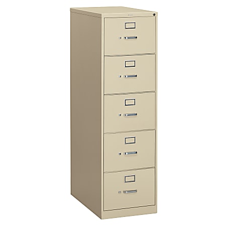 HON® 310 26-1/2"D Vertical 5-Drawer Letter-Size File Cabinet, Putty