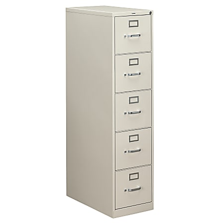 HON® 310 26-1/2"D Vertical 5-Drawer Letter-Size File Cabinet, Metal, Light Gray