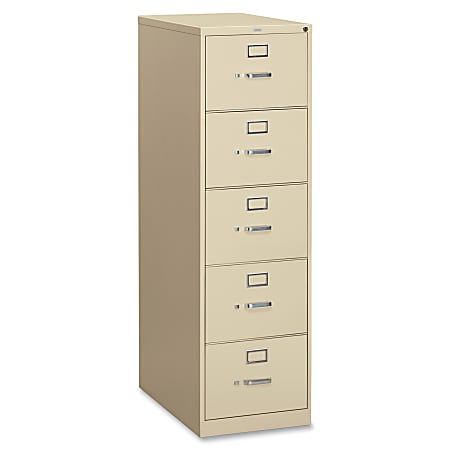 HON® 310 26-1/2"D Vertical 5-Drawer Legal-Size File Cabinet, Putty